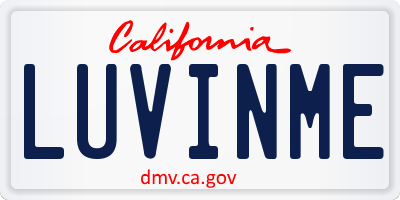 CA license plate LUVINME