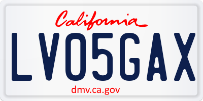 CA license plate LV05GAX