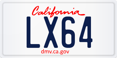 CA license plate LX64