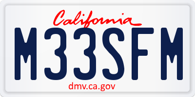 CA license plate M33SFM