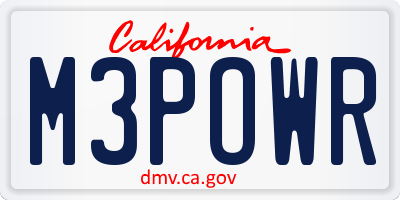 CA license plate M3POWR