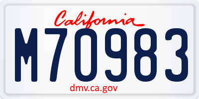 CA license plate M70983