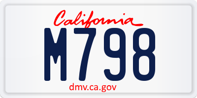 CA license plate M798