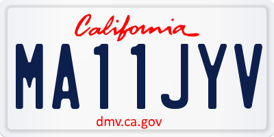 CA license plate MA11JYV