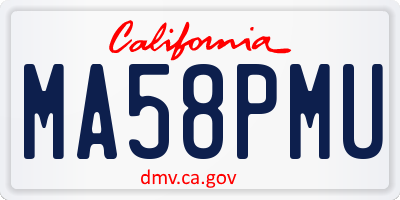 CA license plate MA58PMU