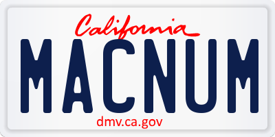 CA license plate MACNUM