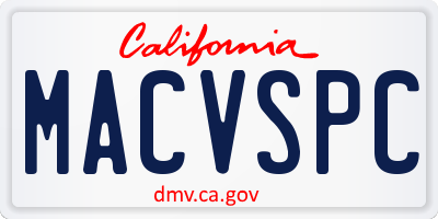 CA license plate MACVSPC