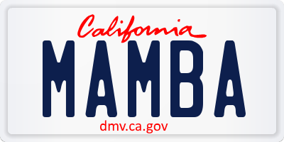 CA license plate MAMBA