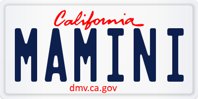 CA license plate MAMINI