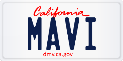 CA license plate MAVI