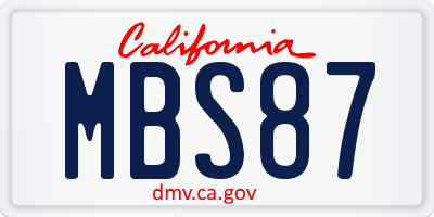CA license plate MBS87