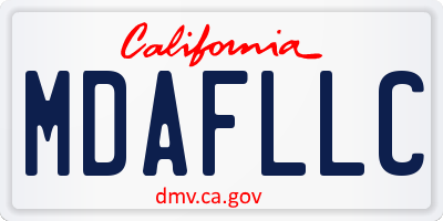 CA license plate MDAFLLC