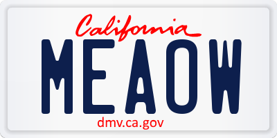 CA license plate MEAOW