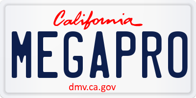 CA license plate MEGAPRO