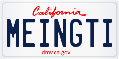 CA license plate MEINGTI