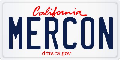 CA license plate MERCON