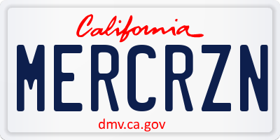 CA license plate MERCRZN