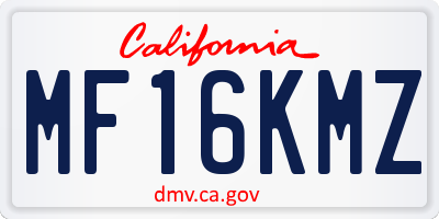 CA license plate MF16KMZ