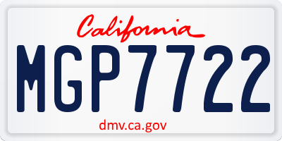 CA license plate MGP7722