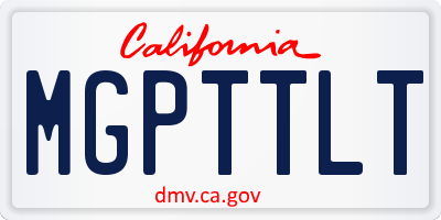 CA license plate MGPTTLT