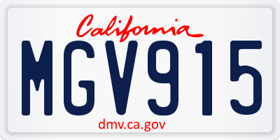 CA license plate MGV915