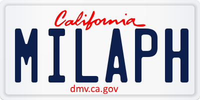 CA license plate MILAPH