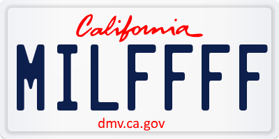CA license plate MILFFFF