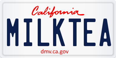CA license plate MILKTEA