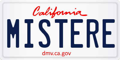 CA license plate MISTERE