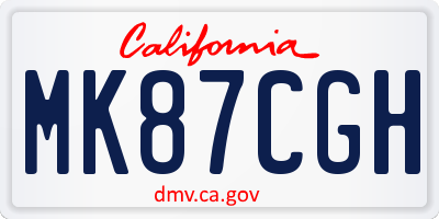 CA license plate MK87CGH