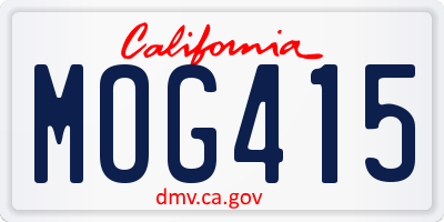 CA license plate MOG415