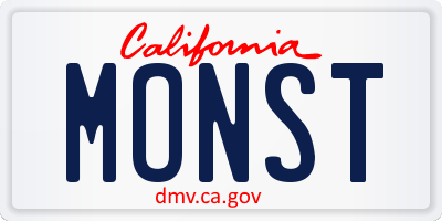 CA license plate MONST