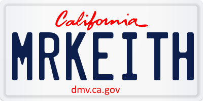 CA license plate MRKEITH