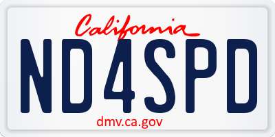 CA license plate ND4SPD