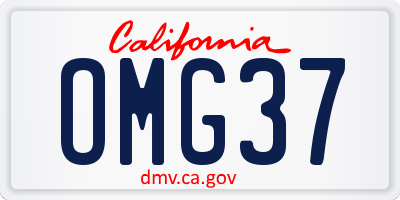 CA license plate OMG37
