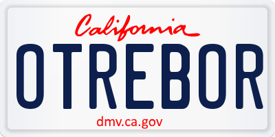 CA license plate OTREBOR