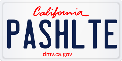 CA license plate PASHLTE