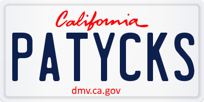 CA license plate PATYCKS