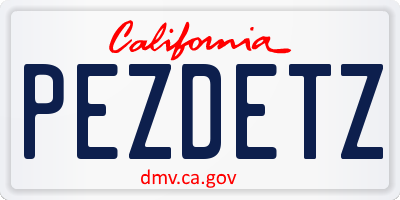CA license plate PEZDETZ