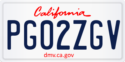 CA license plate PG02ZGV