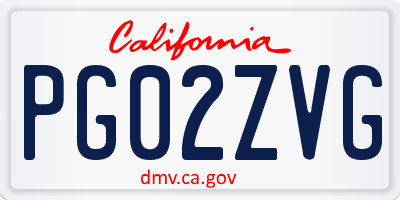CA license plate PG02ZVG