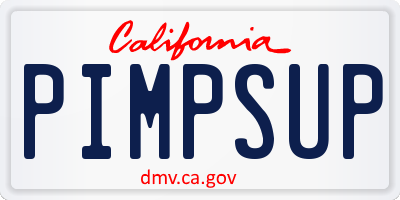 CA license plate PIMPSUP