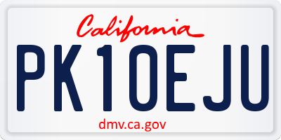 CA license plate PK10EJU