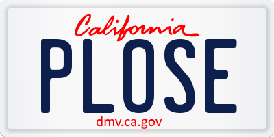 CA license plate PLOSE