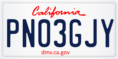 CA license plate PN03GJY
