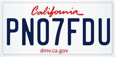 CA license plate PN07FDU