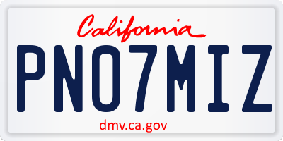 CA license plate PN07MIZ