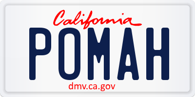 CA license plate POMAH