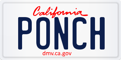 CA license plate PONCH