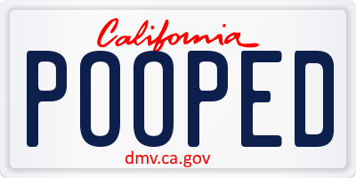 CA license plate POOPED